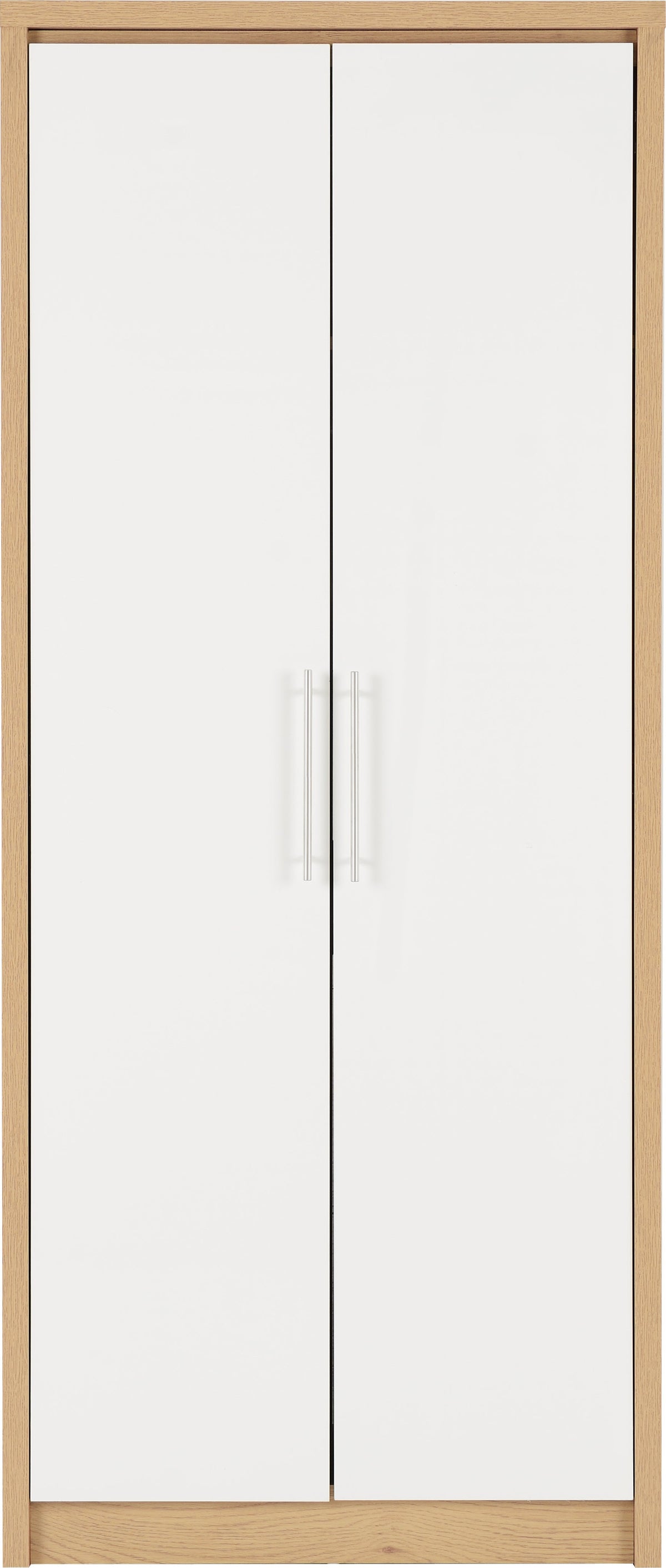 Seville 2 Door Wardrobe - White Gloss/Light Oak Effect Veneer - view 9