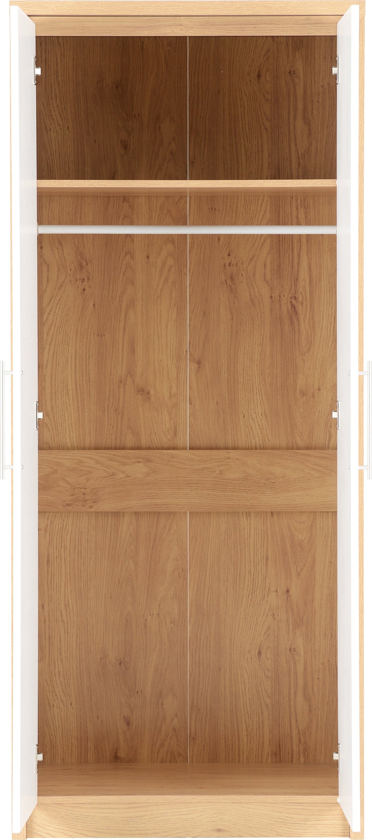 Seville 2 Door Wardrobe - White Gloss/Light Oak Effect Veneer - view 8