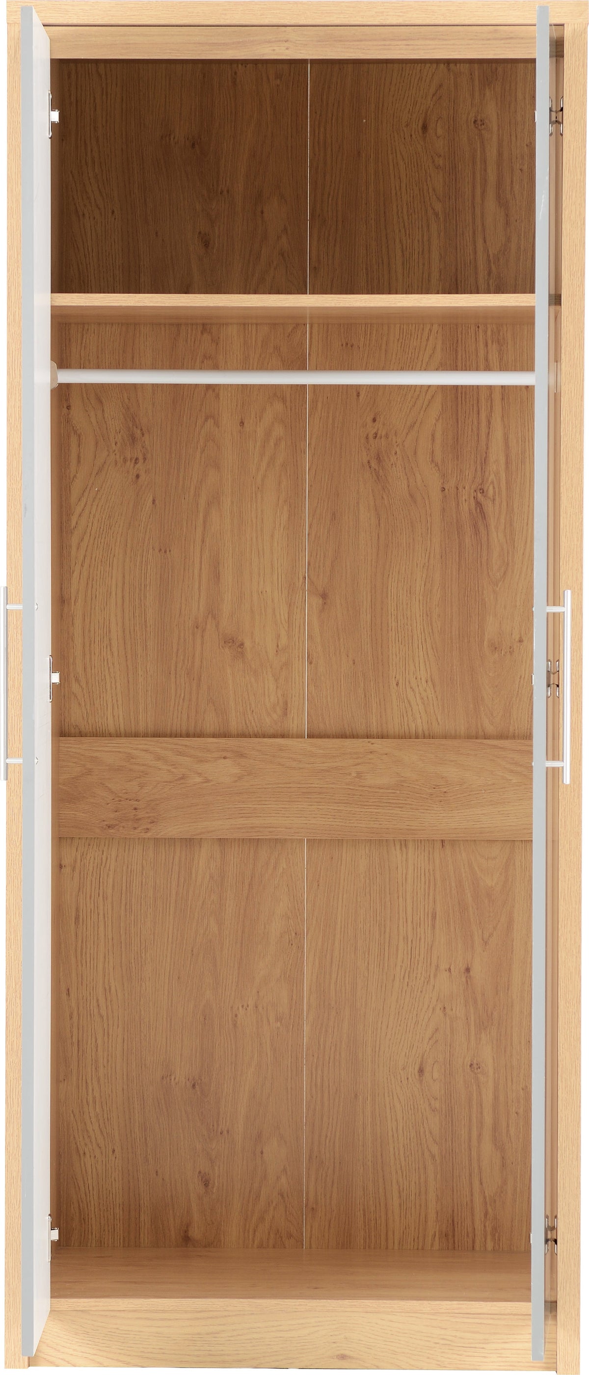 Seville 2 Door Wardrobe - Grey Gloss/Light Oak Effect Veneer - view 7