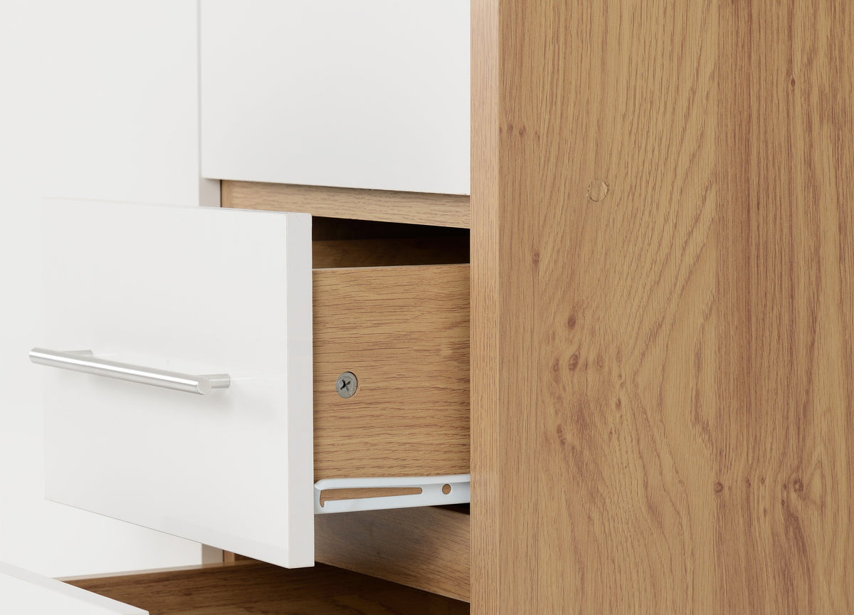 Seville 3 Door 2 Drawer Wardrobe - White Gloss/Light Oak Effect Veneer - view 4