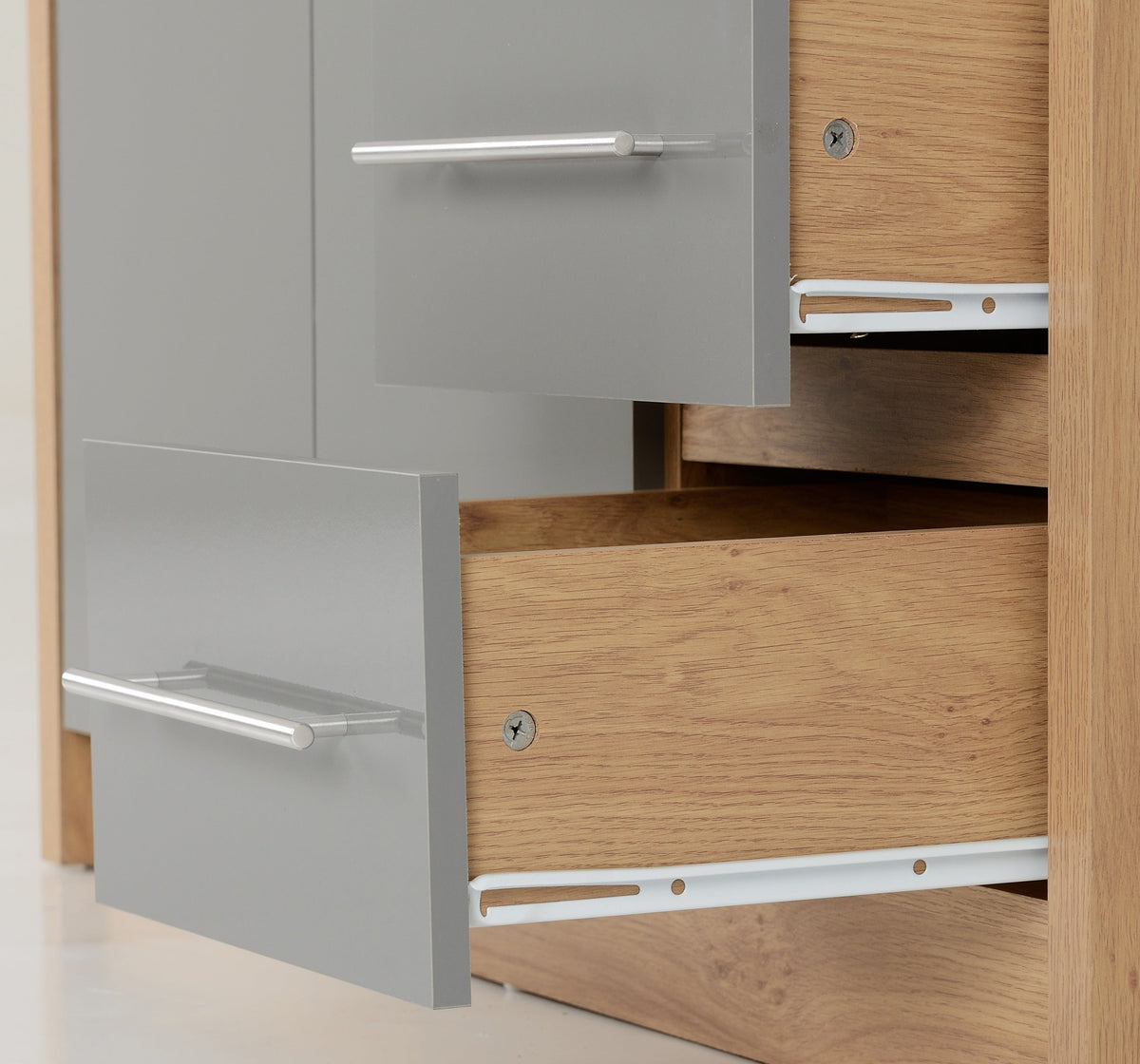 Seville 3 Door 2 Drawer Wardrobe - Grey Gloss/Light Oak Effect Veneer - view 5