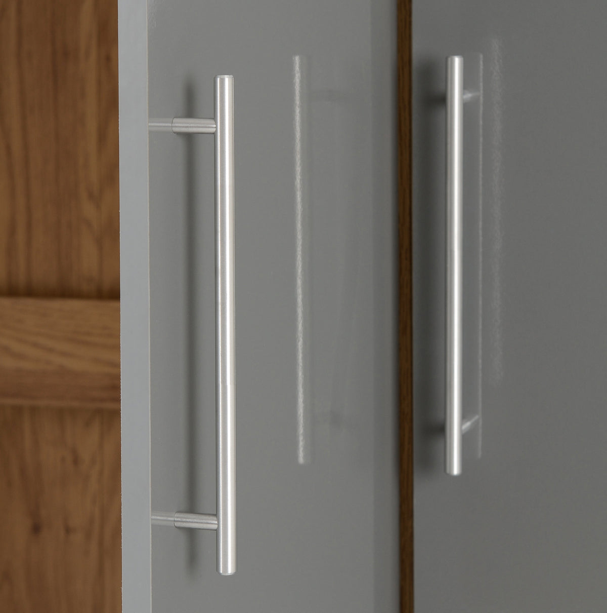 Seville 3 Door 2 Drawer Wardrobe - Grey Gloss/Light Oak Effect Veneer - view 4