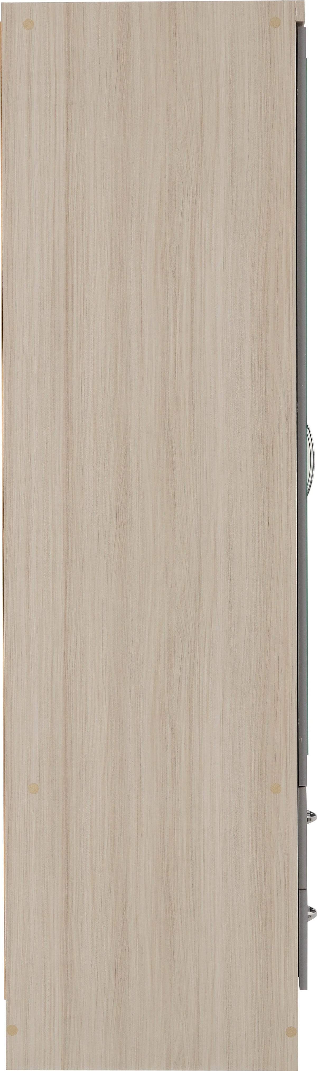 Nevada 3 Door 2 Drawer Wardrobe - Grey Gloss/Light Oak Effect Veneer - view 8