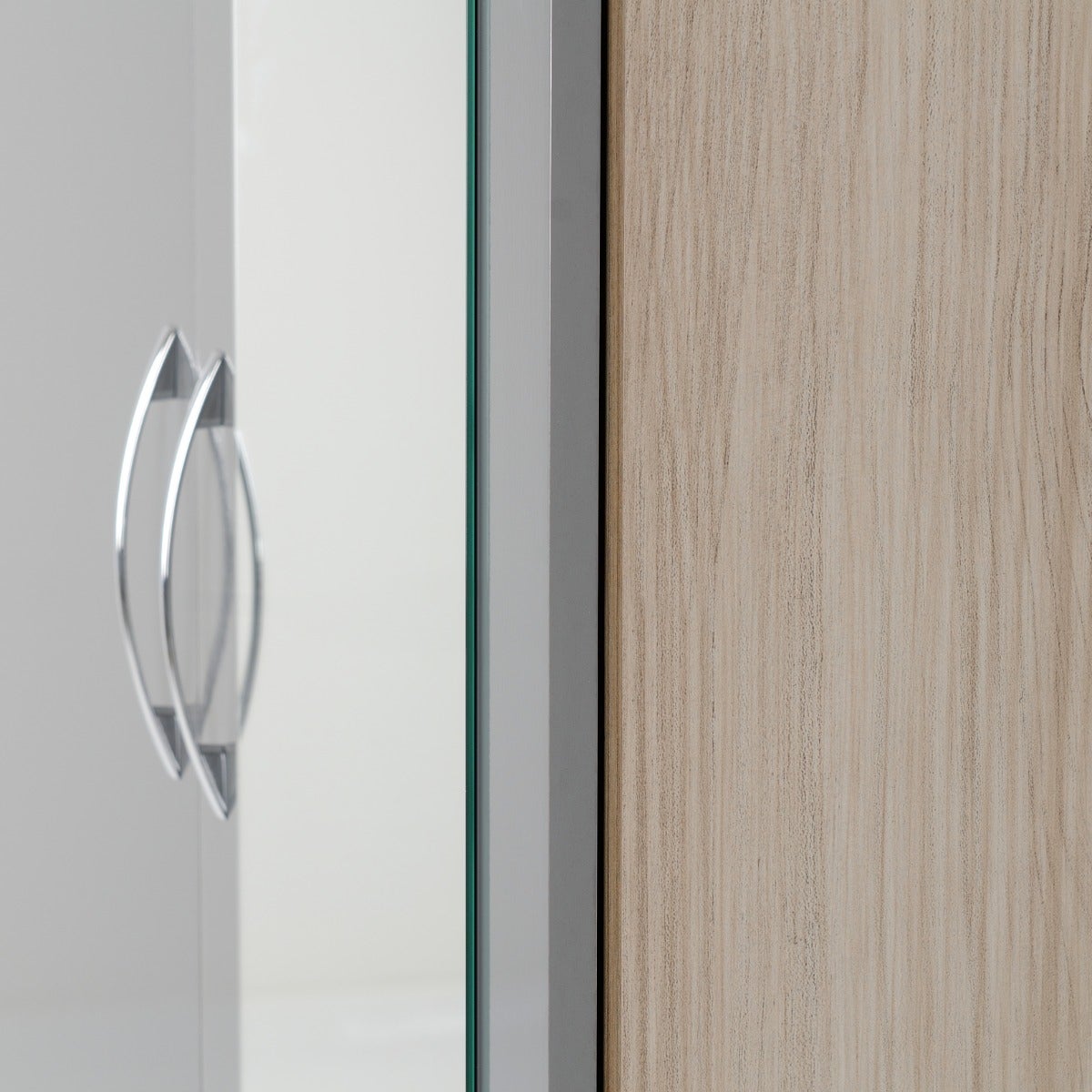 Nevada Mirrored 2 Door Wardrobe - Grey Gloss/Light Oak Effect Veneer - view 7