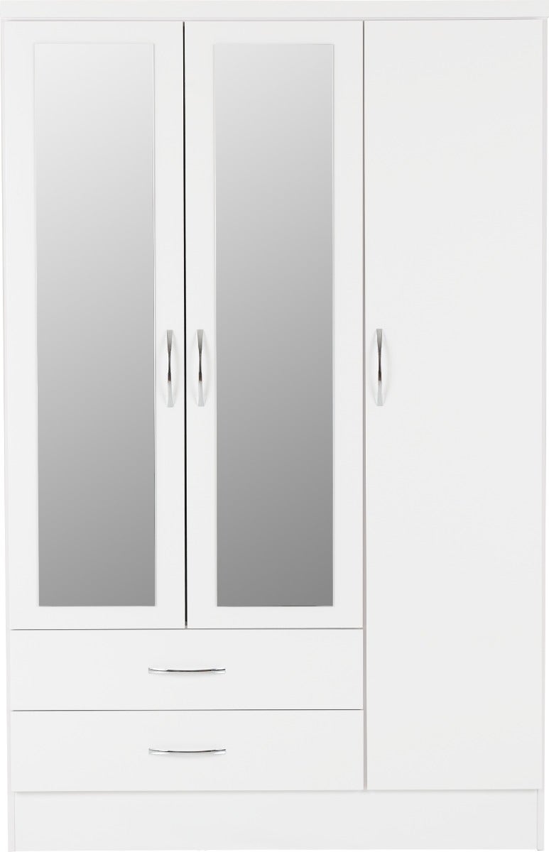 Nevada 3 Door 2 Drawer Wardrobe - White Gloss - view 3