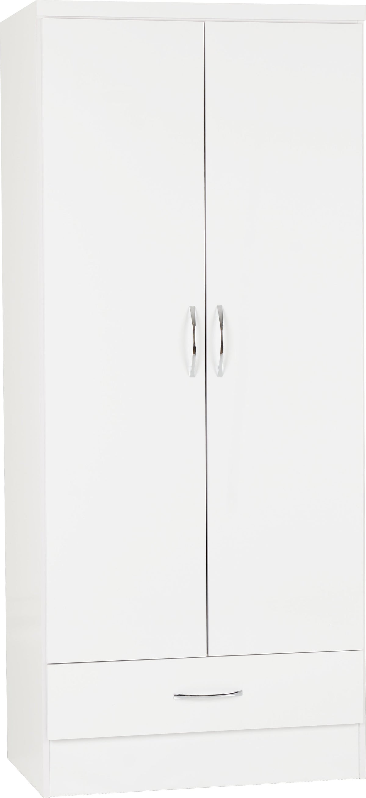 Nevada 2 Door 1 Drawer Wardrobe - White Gloss - view 10