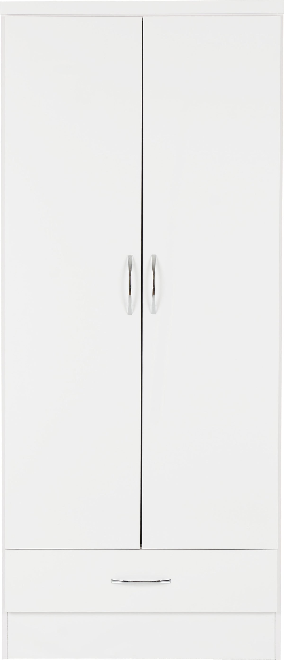 Nevada 2 Door 1 Drawer Wardrobe - White Gloss - view 9