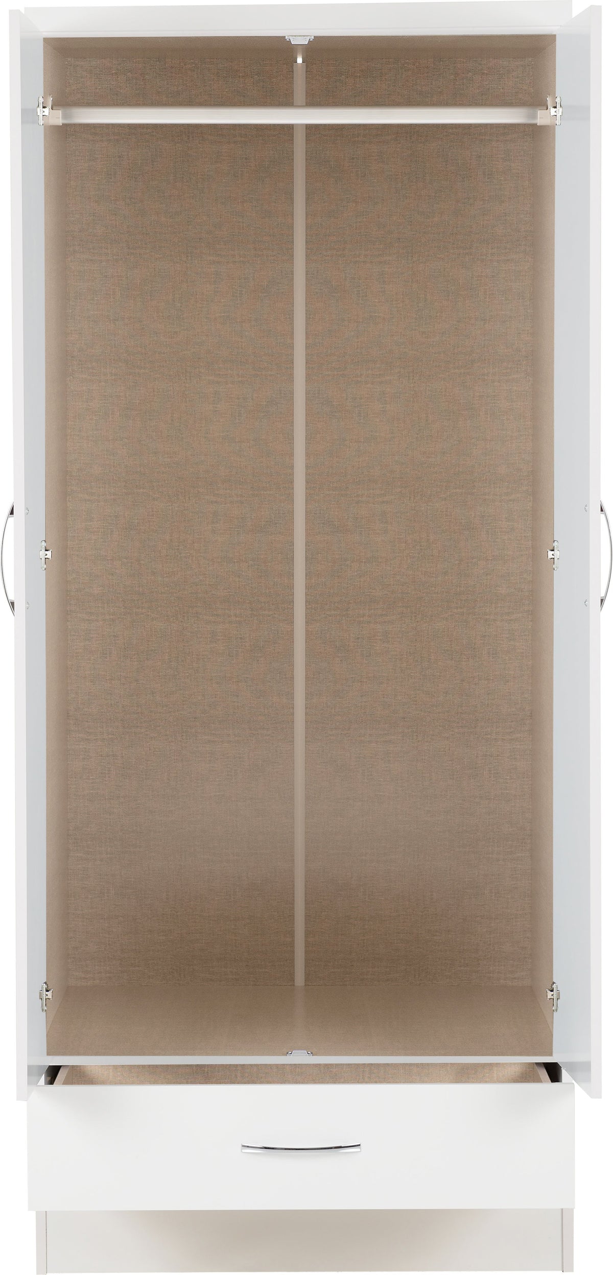 Nevada 2 Door 1 Drawer Wardrobe - White Gloss - view 8