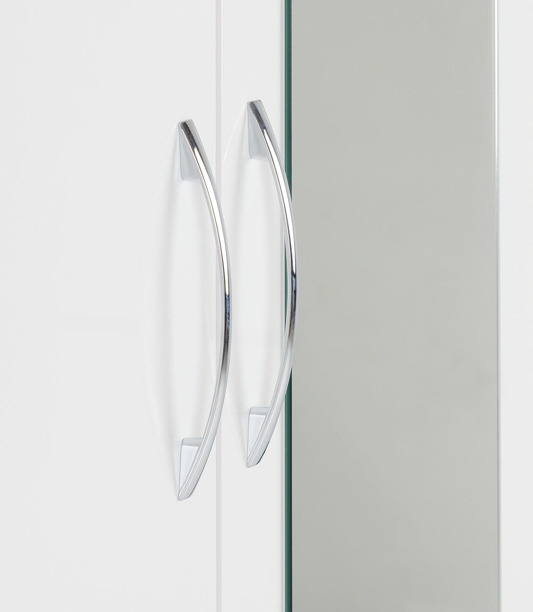 Nevada Mirrored 2 Door Wardrobe - White Gloss - view 8
