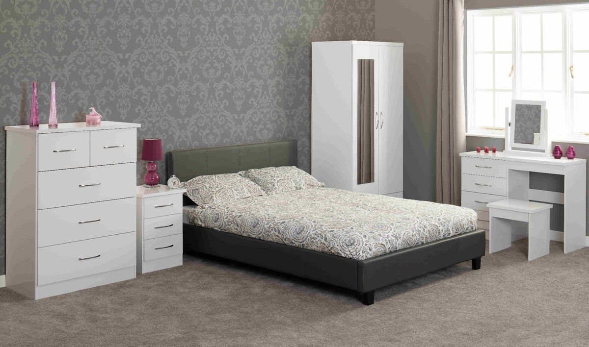 Nevada Mirrored 2 Door Wardrobe - White Gloss - view 10