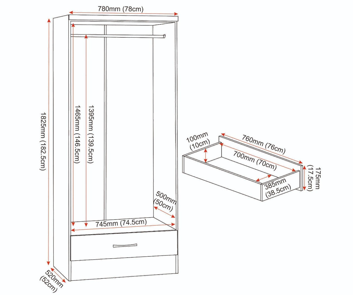 Nevada Mirrored 2 Door Wardrobe - White Gloss - view 11
