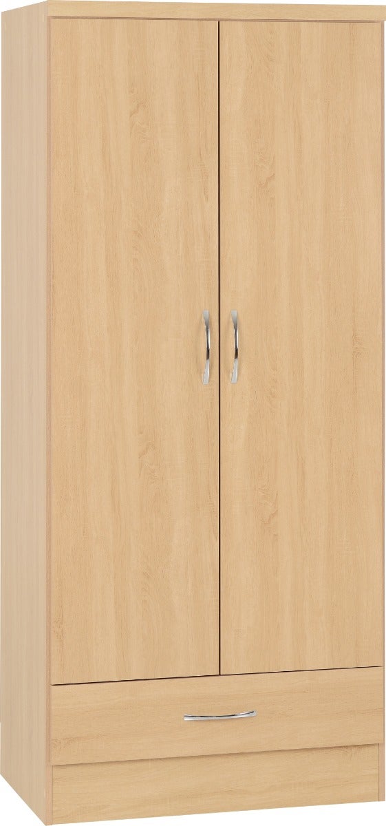 Nevada 2 Door 1 Drawer Wardrobe - Sonoma Oak Effect - view 2