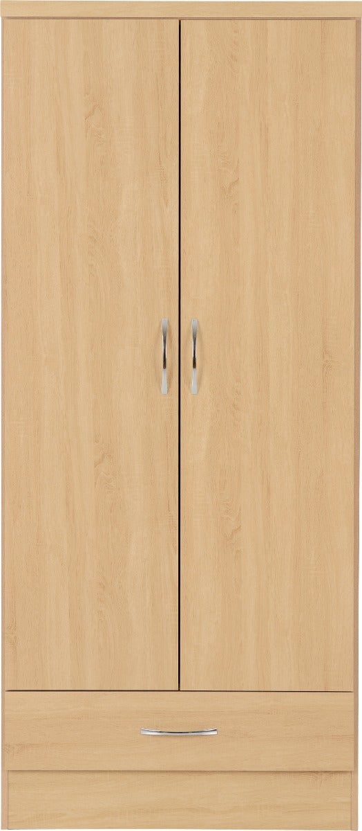 Nevada 2 Door 1 Drawer Wardrobe - Sonoma Oak Effect - view 3