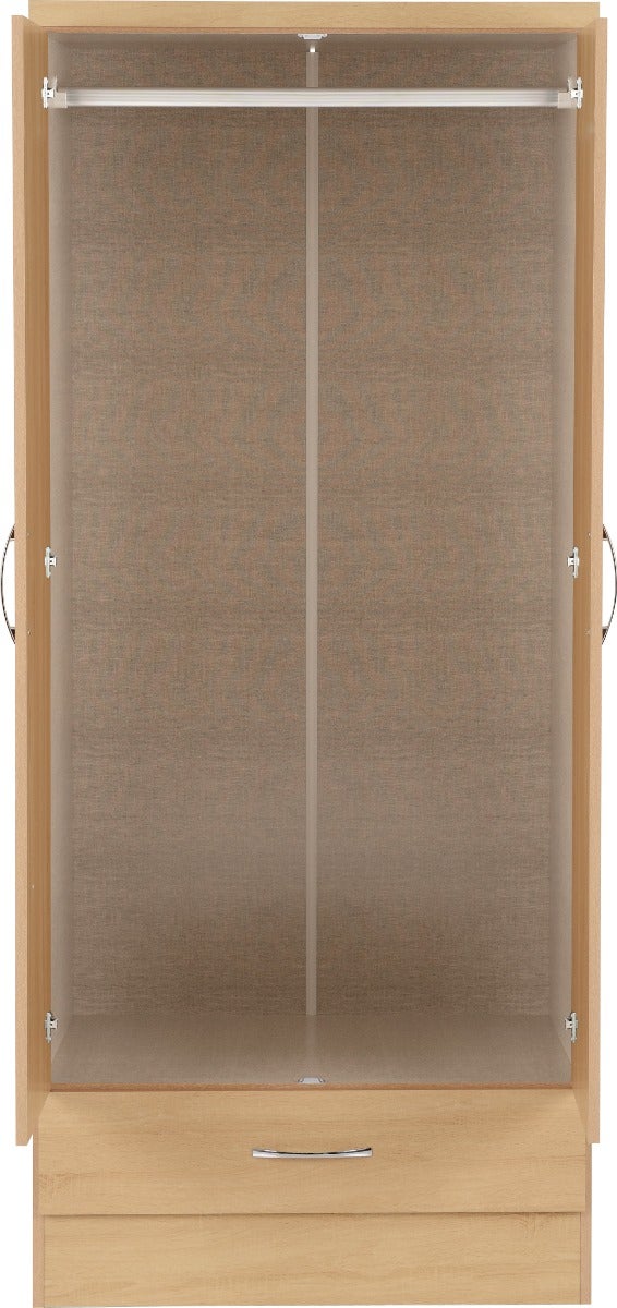 Nevada 2 Door 1 Drawer Wardrobe - Sonoma Oak Effect - view 4