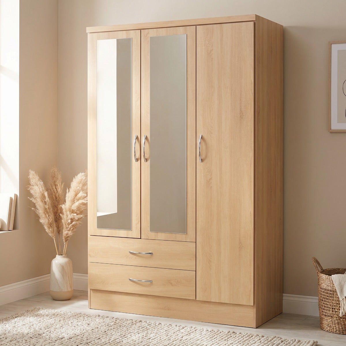 Nevada 3 Door 2 Drawer Wardrobe - Sonoma Oak Effect