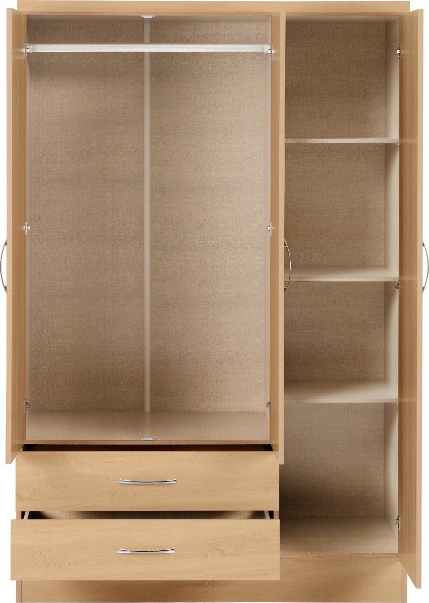 Nevada 3 Door 2 Drawer Wardrobe - Sonoma Oak Effect - view 4