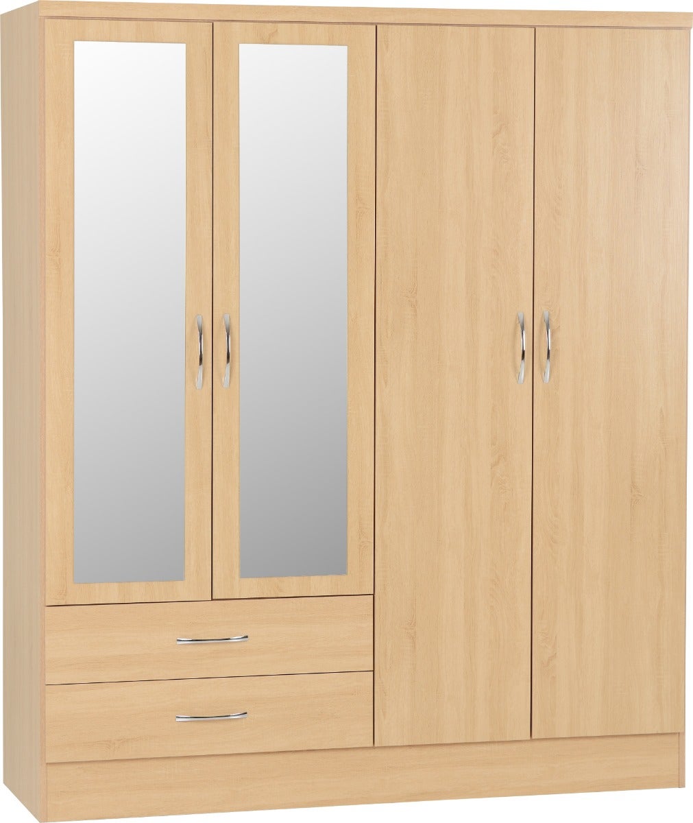 Nevada 4 Door 2 Drawer Wardrobe - Sonoma Oak Effect - view 2