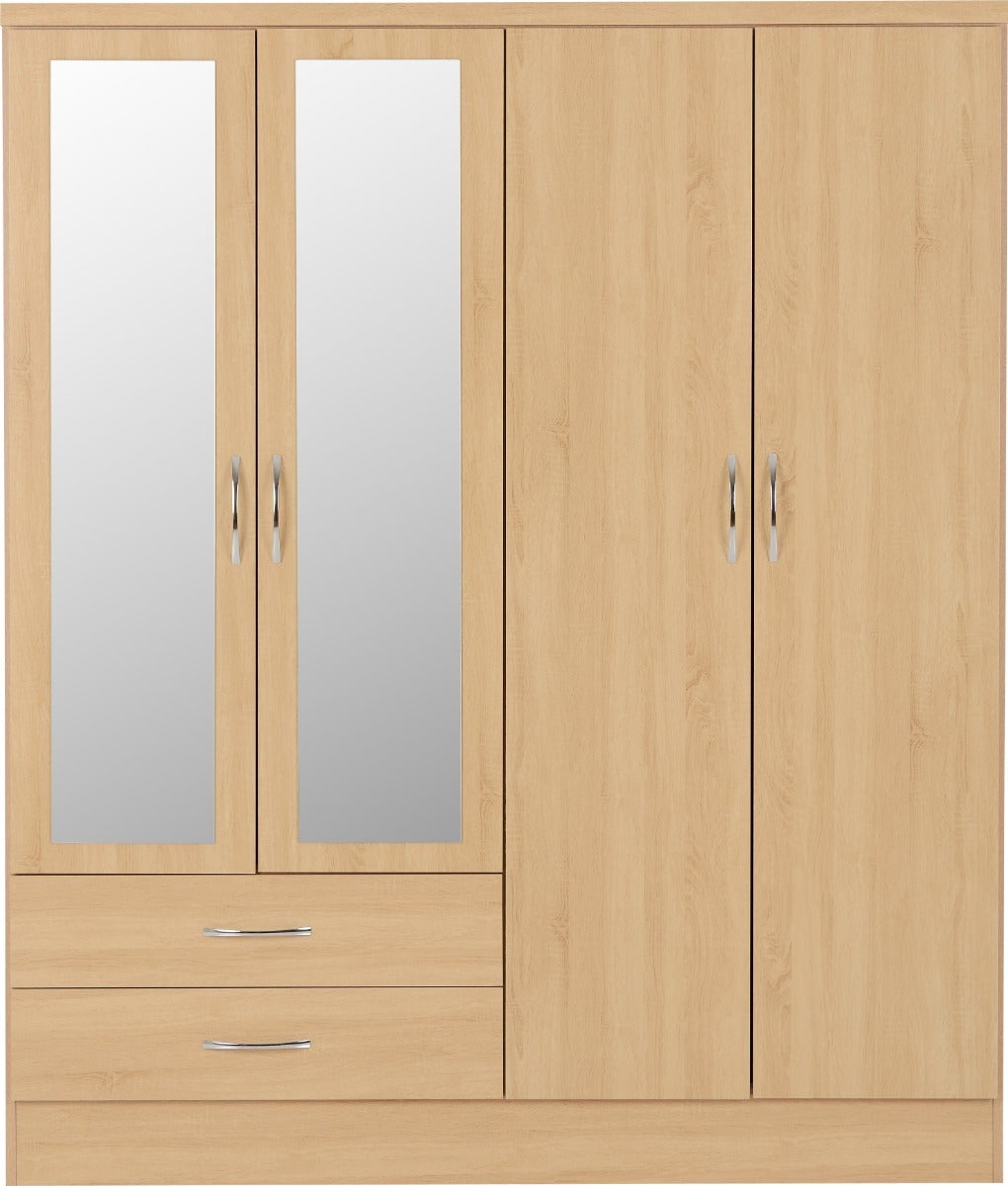 Nevada 4 Door 2 Drawer Wardrobe - Sonoma Oak Effect - view 3