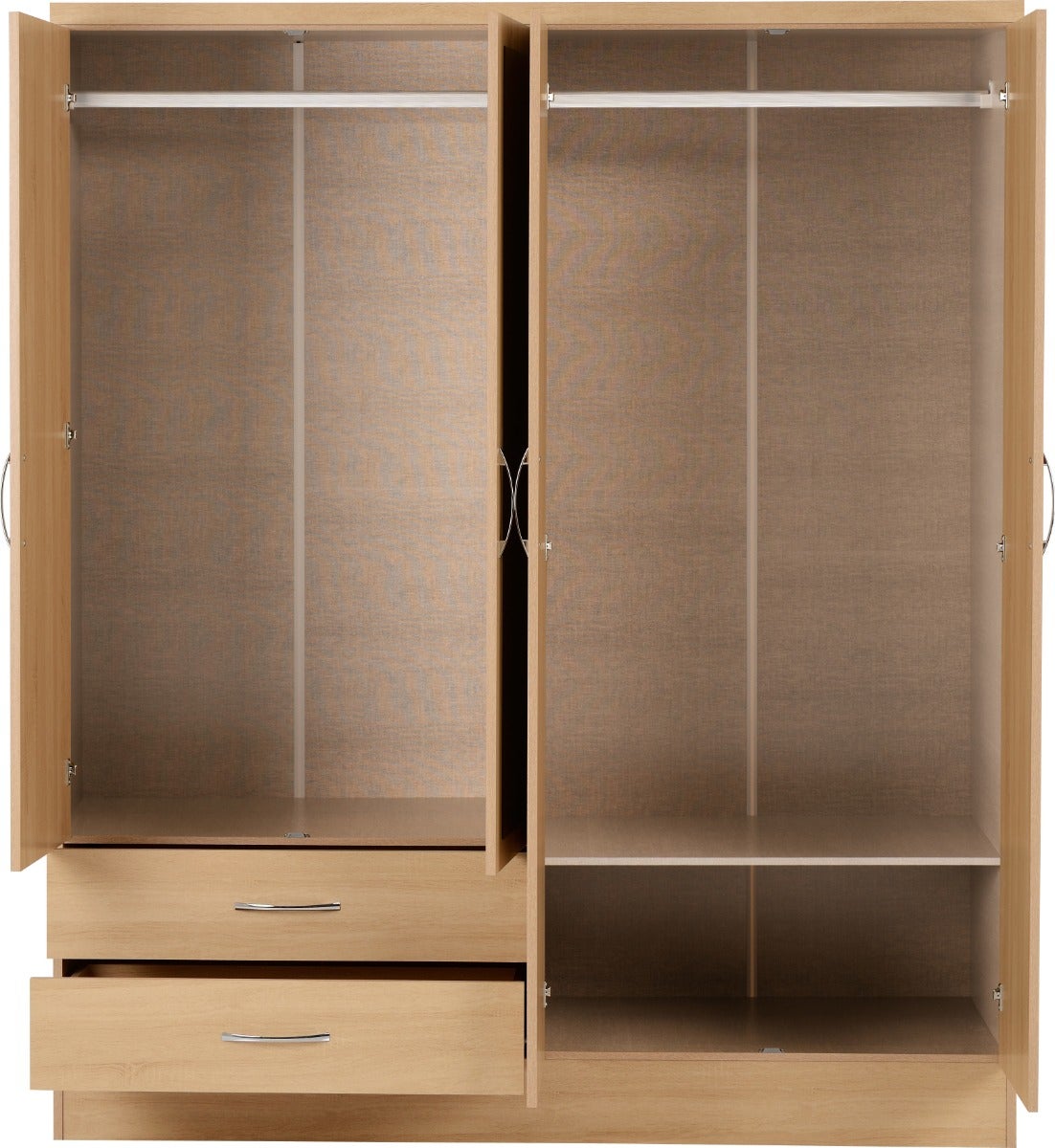 Nevada 4 Door 2 Drawer Wardrobe - Sonoma Oak Effect - view 4