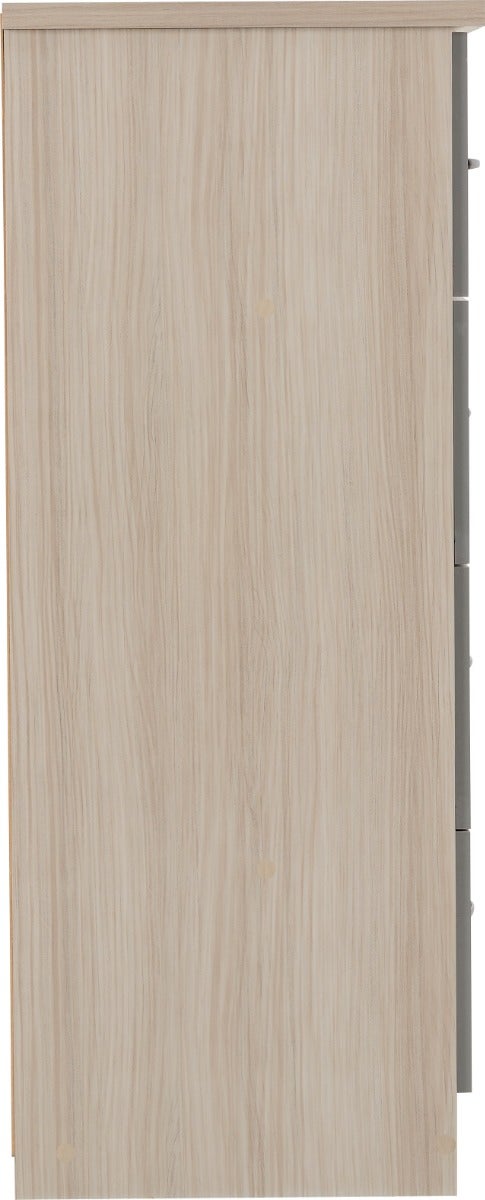 Nevada 5 Drawer Low Wardrobe - Grey Gloss/Light Oak Effect Veneer - view 5