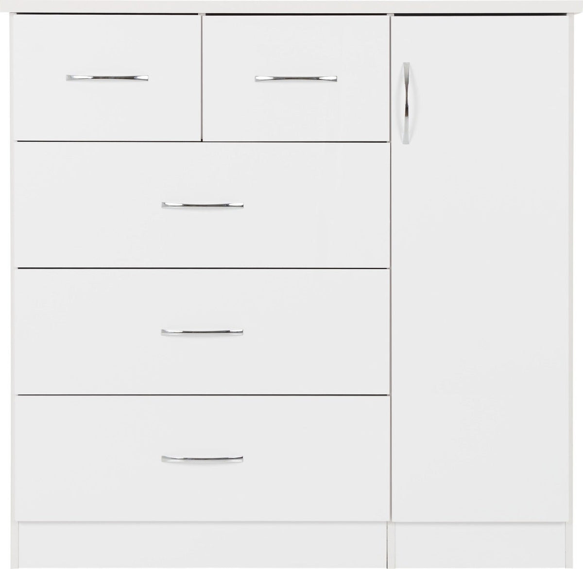 Nevada 5 Drawer Low Wardrobe - White Gloss - view 4