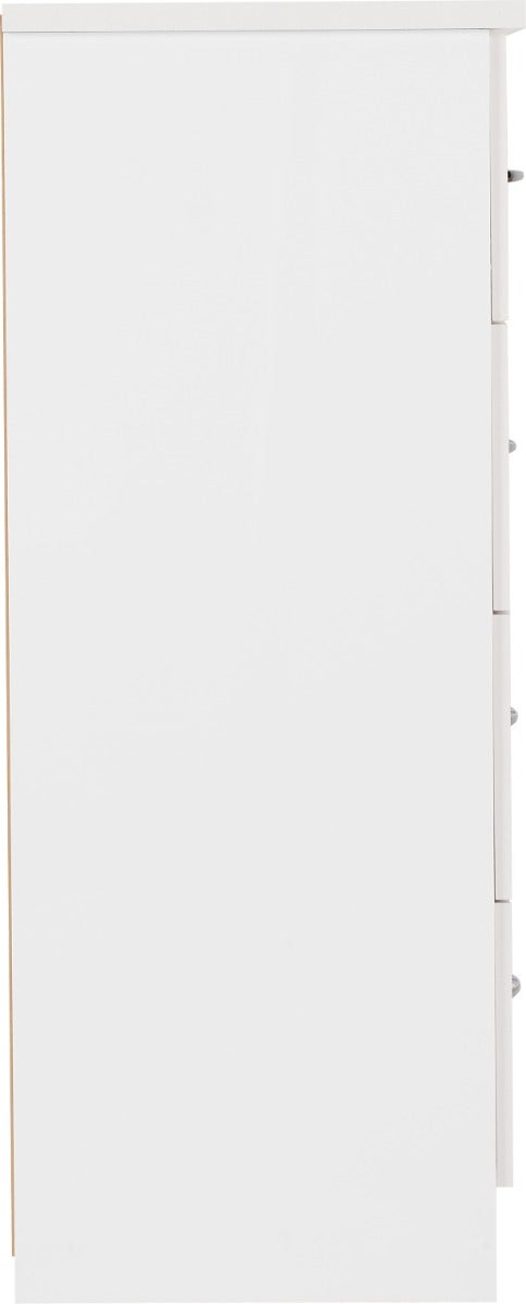 Nevada 5 Drawer Low Wardrobe - White Gloss - view 5