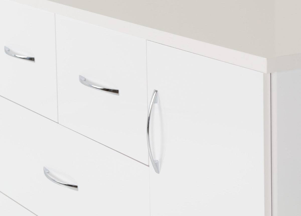 Nevada 5 Drawer Low Wardrobe - White Gloss - view 7