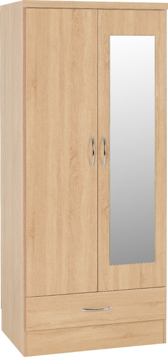Nevada Mirrored 2 Door Wardrobe - Sonoma Oak Effect - view 2