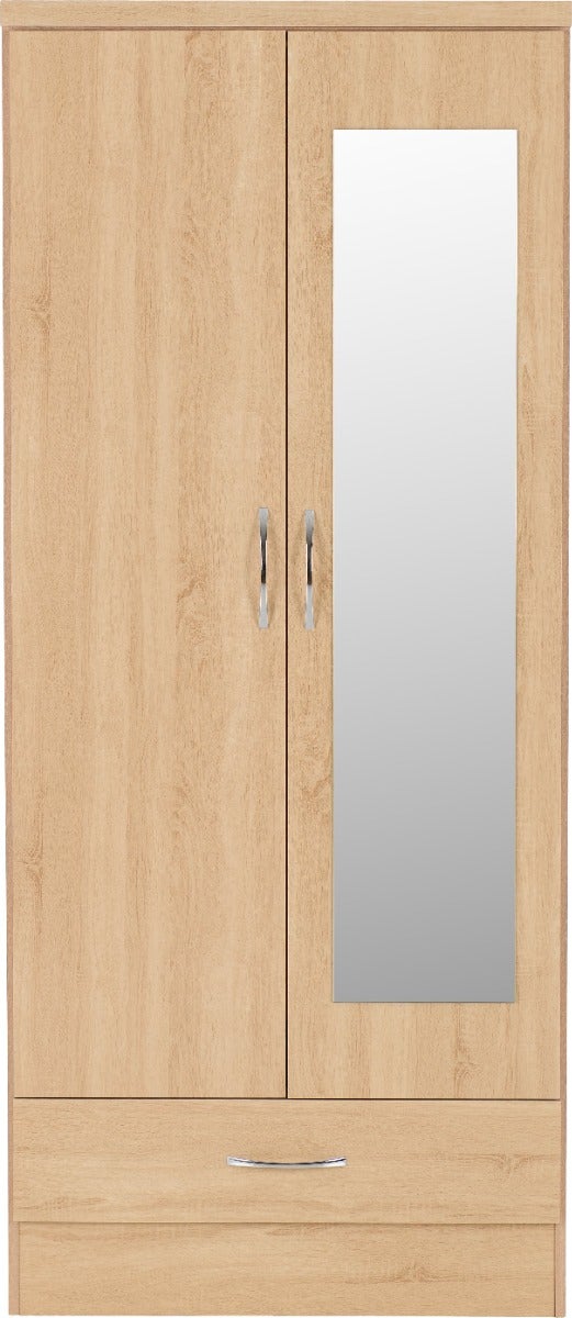 Nevada Mirrored 2 Door Wardrobe - Sonoma Oak Effect - view 3