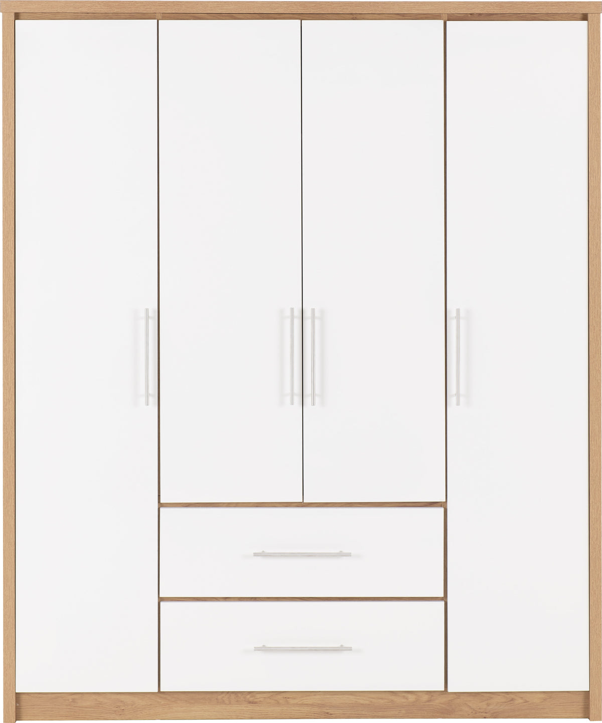 Seville 4 Door 2 Drawer Wardrobe - Grey Gloss/Light Oak Effect Veneer - view 19