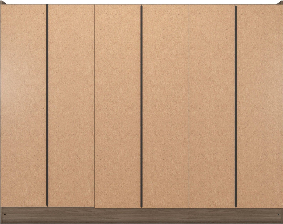 Nevada 6 Door 2 Drawer Wardrobe - Rustic Oak Effect - view 6