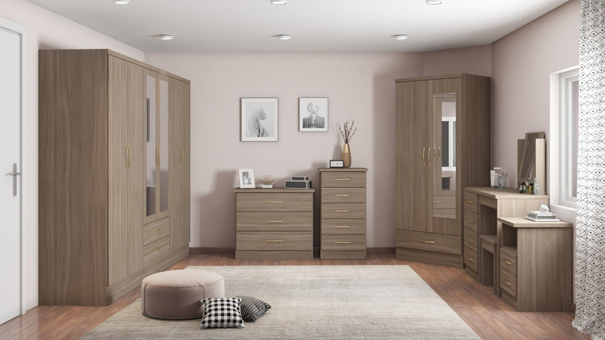 Nevada 6 Door 2 Drawer Wardrobe - Rustic Oak Effect - view 8
