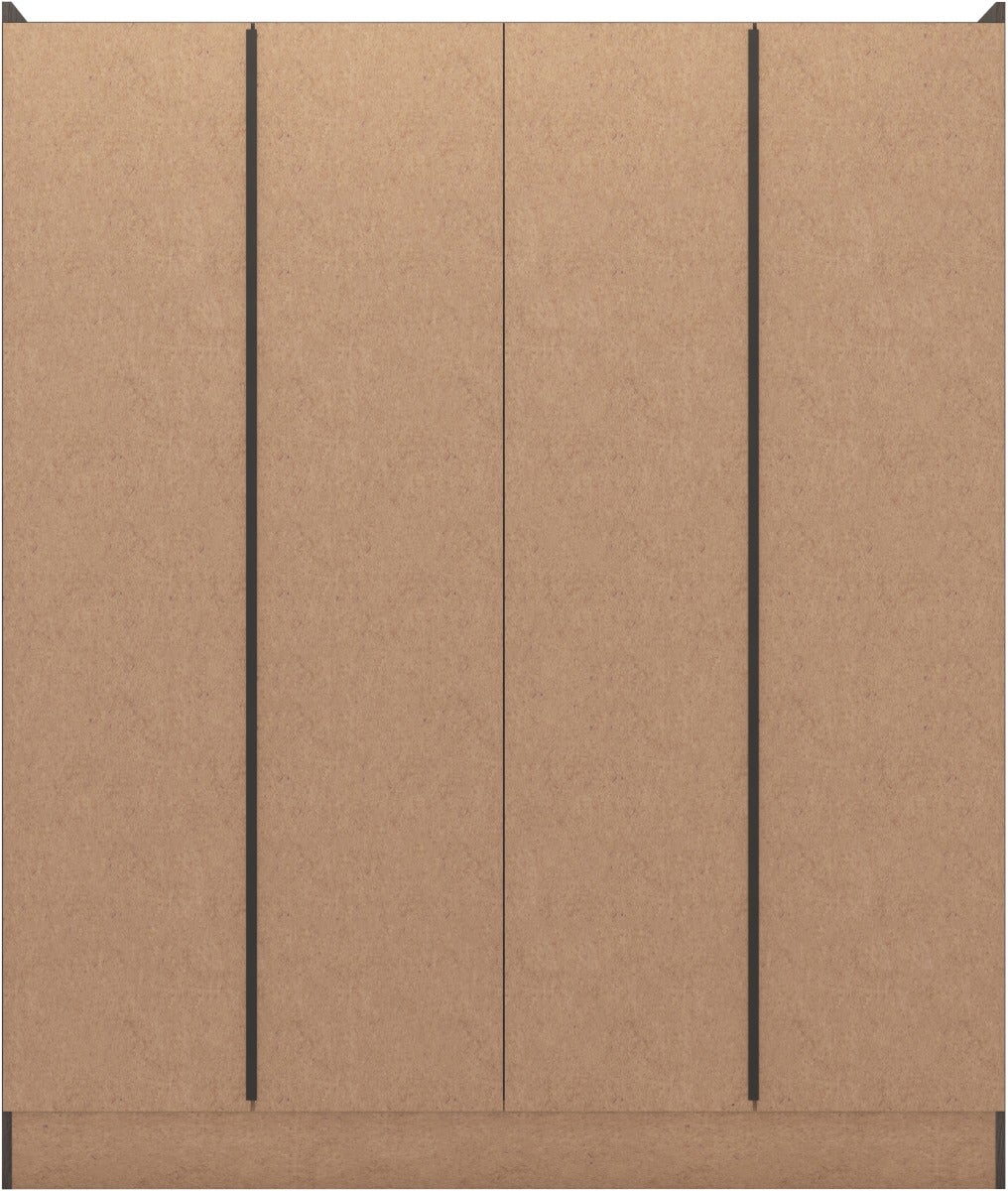 Nevada 4 Door 2 Drawer Wardrobe - Black Wood Grain - view 6