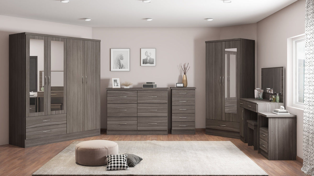 Nevada 4 Door 2 Drawer Wardrobe - Black Wood Grain - view 8