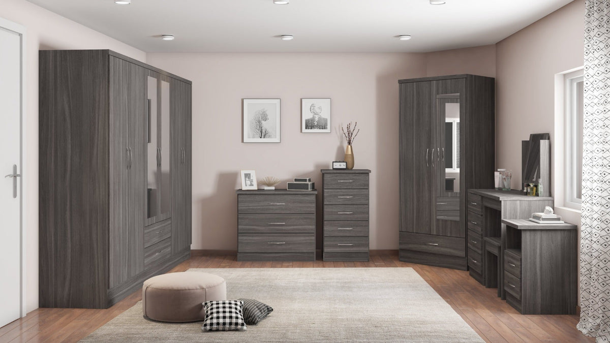 Nevada 6 Door 2 Drawer Wardrobe - Black Wood Grain - view 16