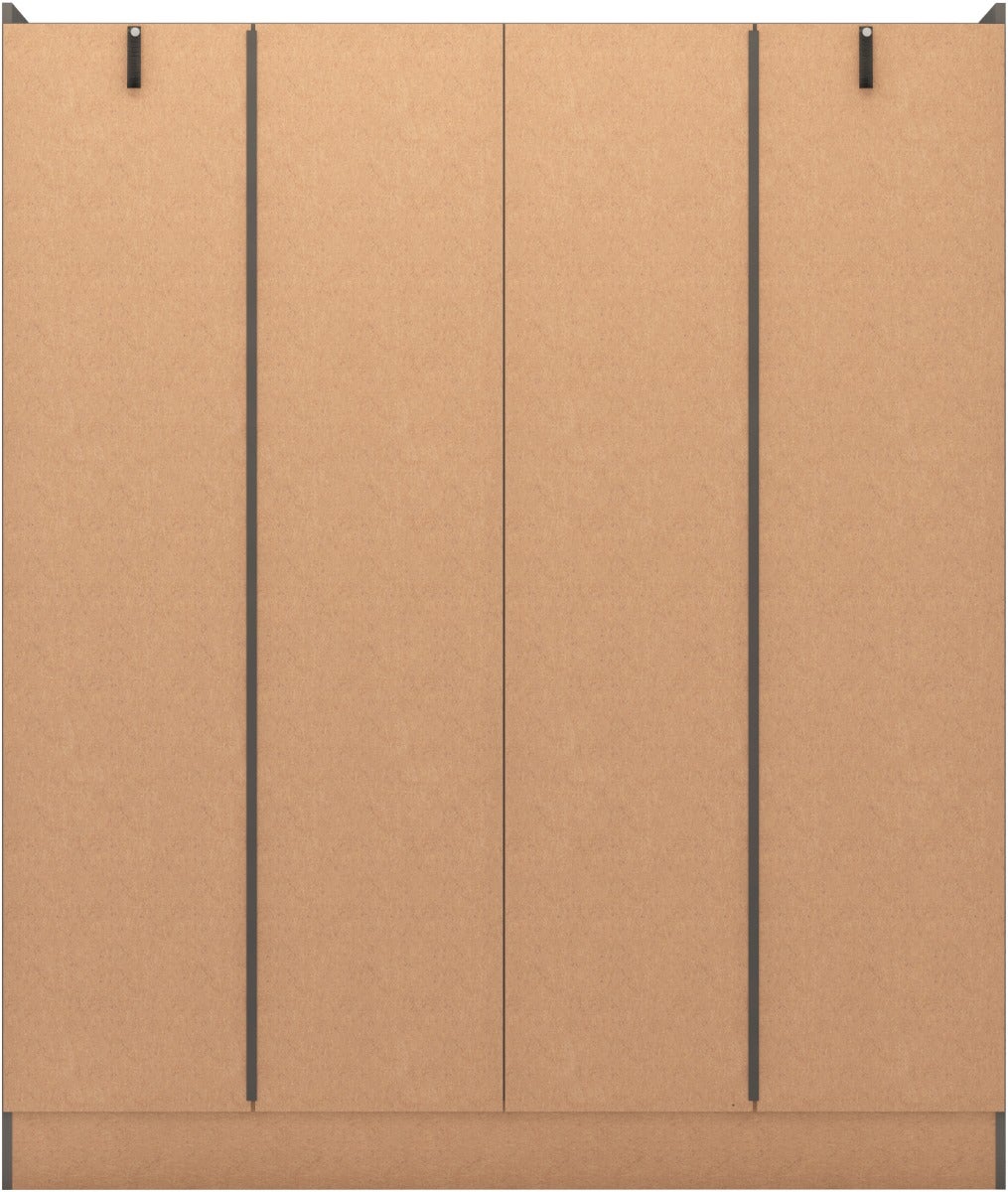 Nevada 4 Door 2 Drawer Wardrobe - 3D Effect Grey - view 6