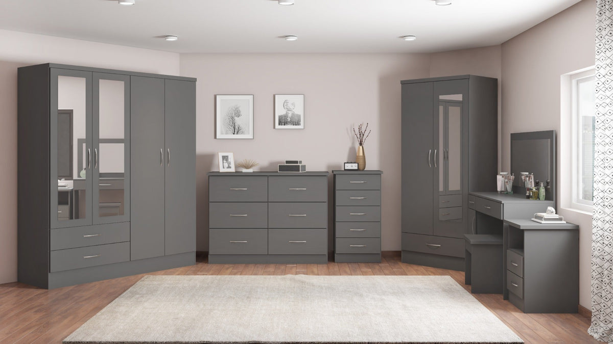 Nevada 4 Door 2 Drawer Wardrobe - 3D Effect Grey - view 8