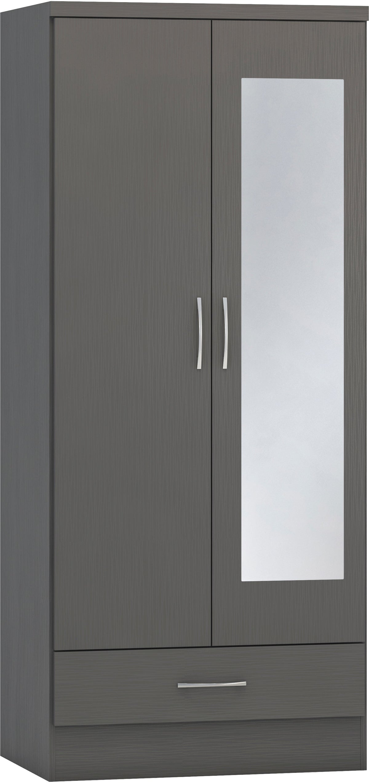 Nevada Mirrored 2 Door Wardrobe - 3D Effect Grey - view 10