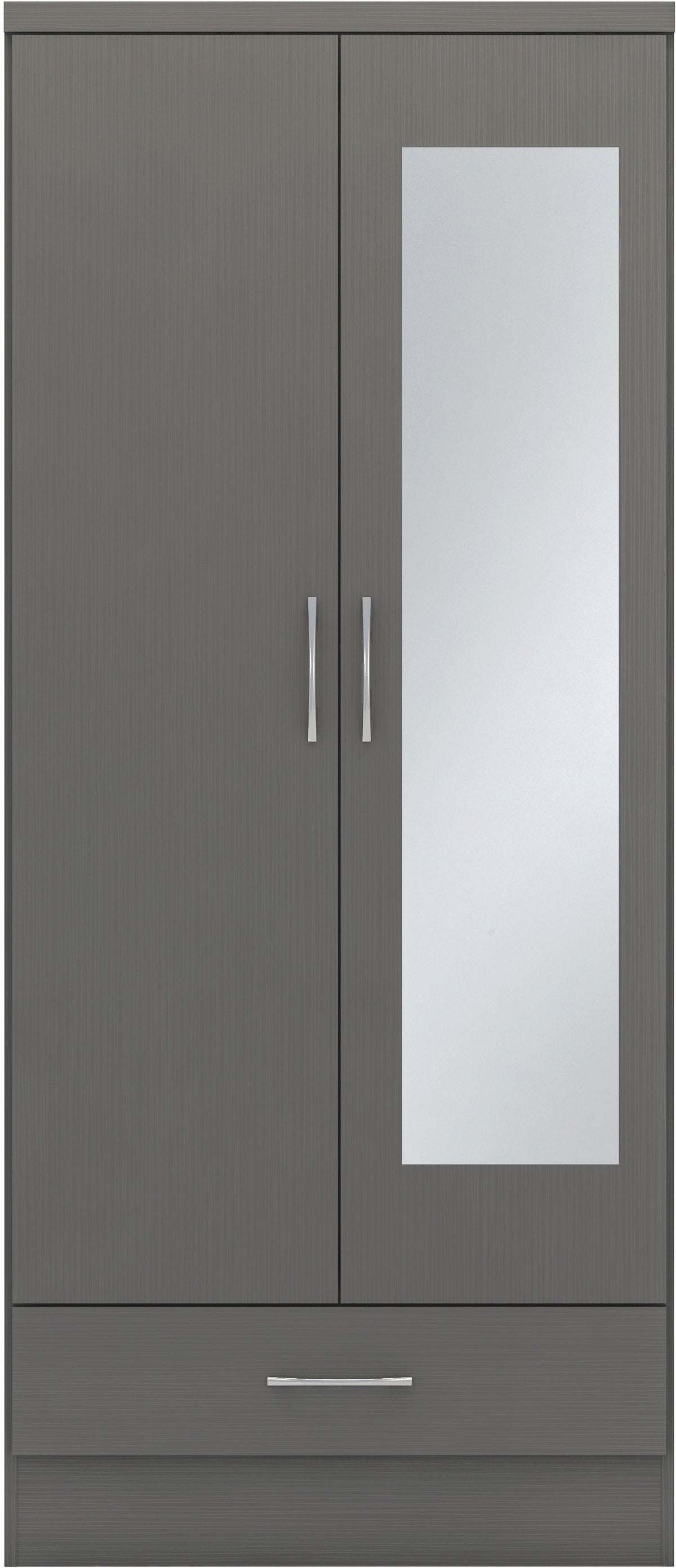 Nevada Mirrored 2 Door Wardrobe - 3D Effect Grey - view 9