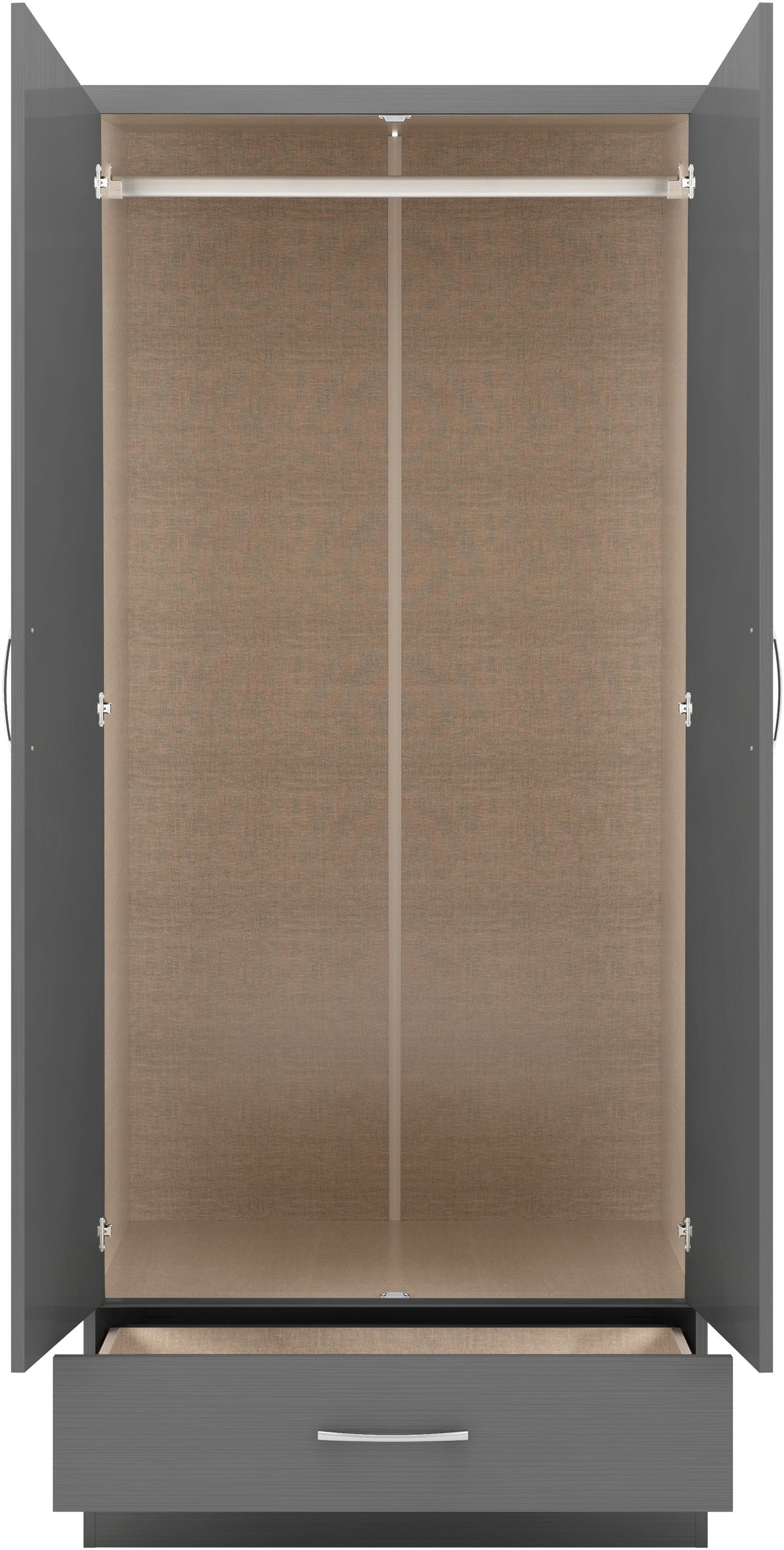 Nevada Mirrored 2 Door Wardrobe - 3D Effect Grey - view 8