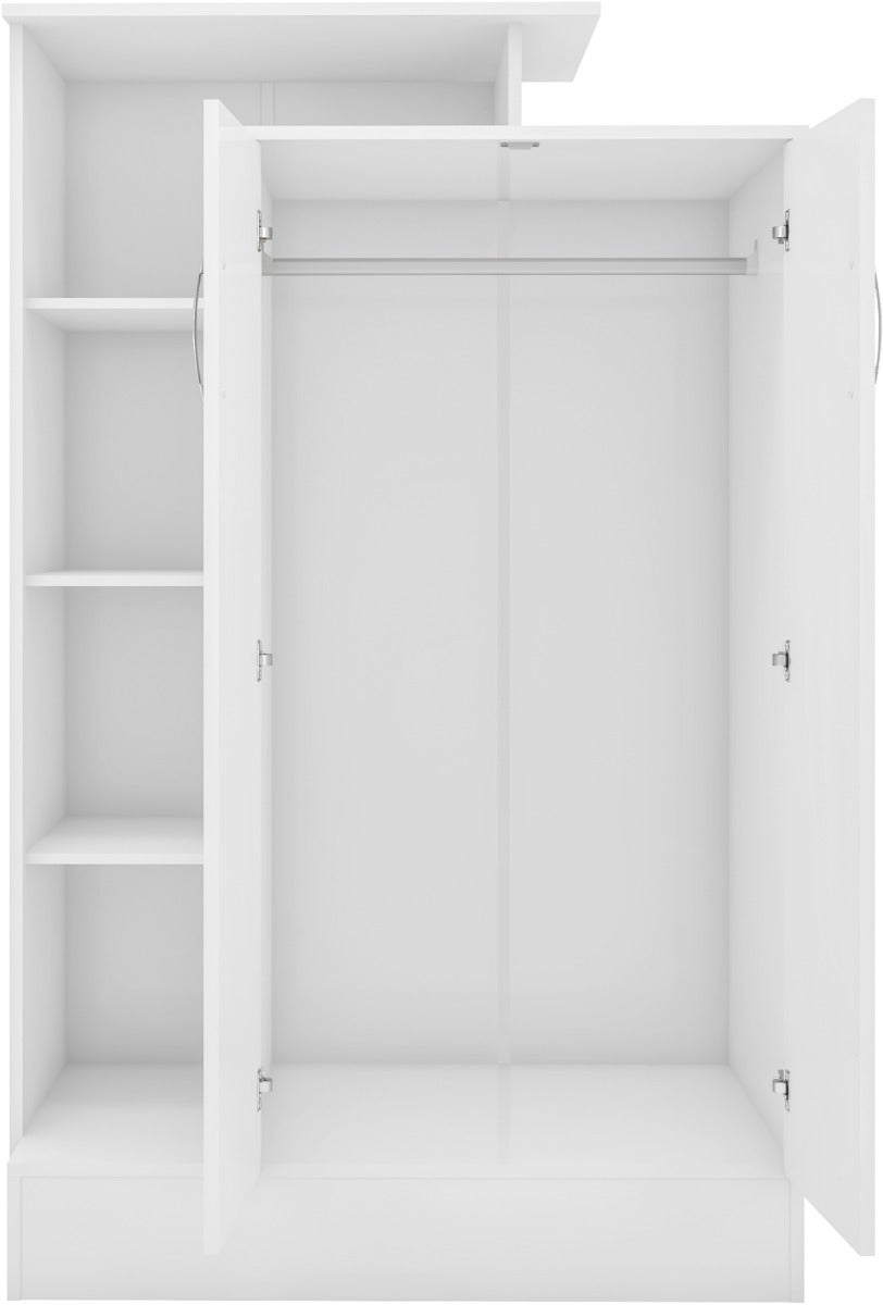Nevada Petite Open Shelf Wardrobe - White Gloss - view 4