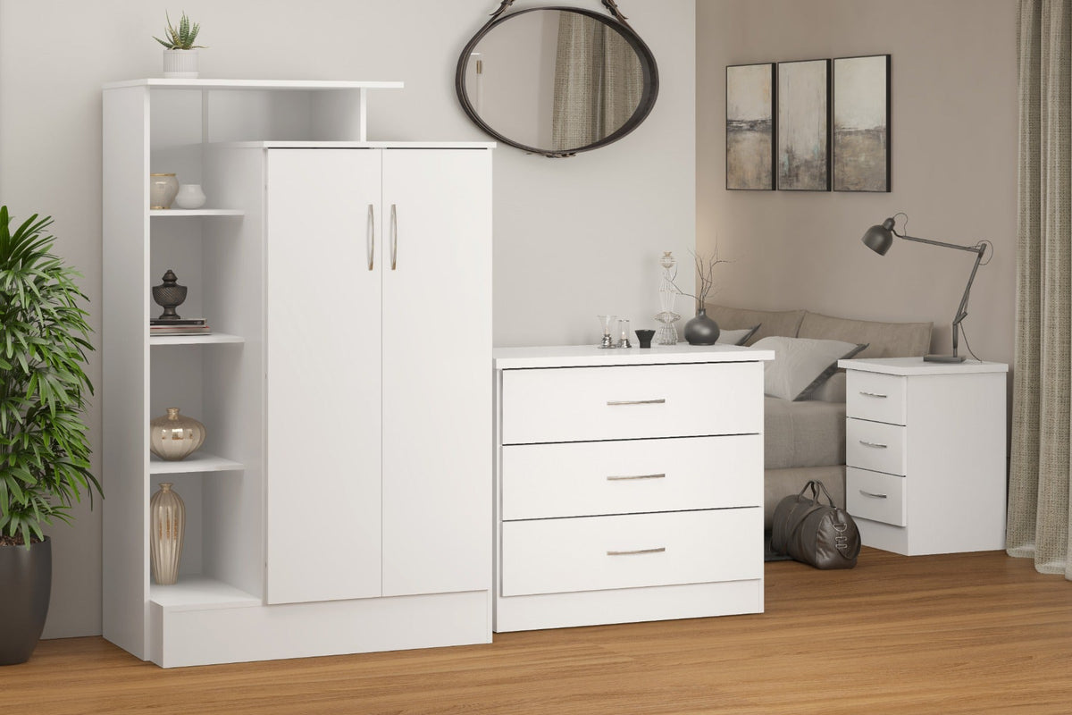 Nevada Petite Open Shelf Wardrobe - White Gloss - view 8