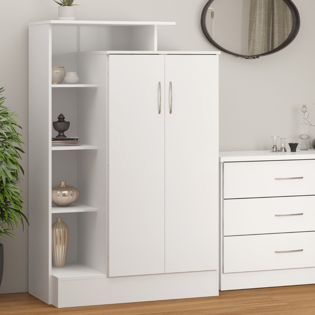 Nevada Petite Open Shelf Wardrobe - White Gloss - view 9