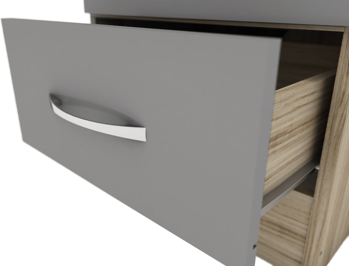 Nevada 1 Door 1 Drawer Wardrobe - Grey Gloss/Light Oak Effect Veneer - view 8