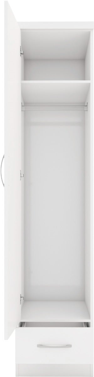 Nevada 1 Door 1 Drawer Wardrobe - White Gloss - view 4