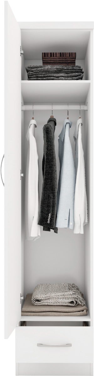 Nevada 1 Door 1 Drawer Wardrobe - White Gloss - view 7