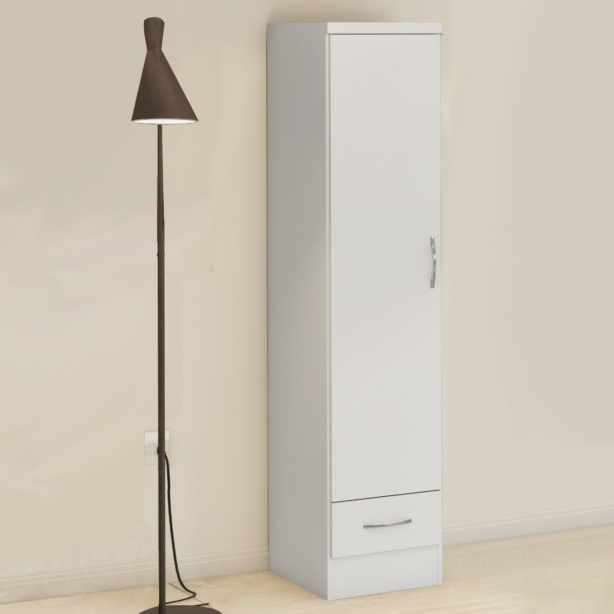 Nevada 1 Door 1 Drawer Wardrobe - White Gloss - view 9