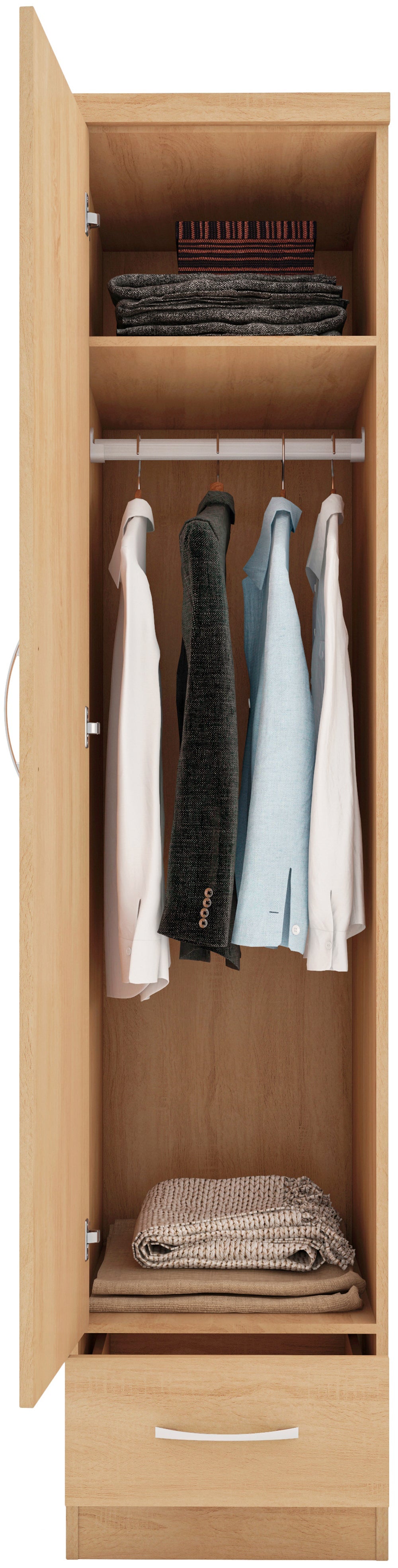 Nevada 1 Door 1 Drawer Wardrobe - Sonoma Oak Effect - view 5