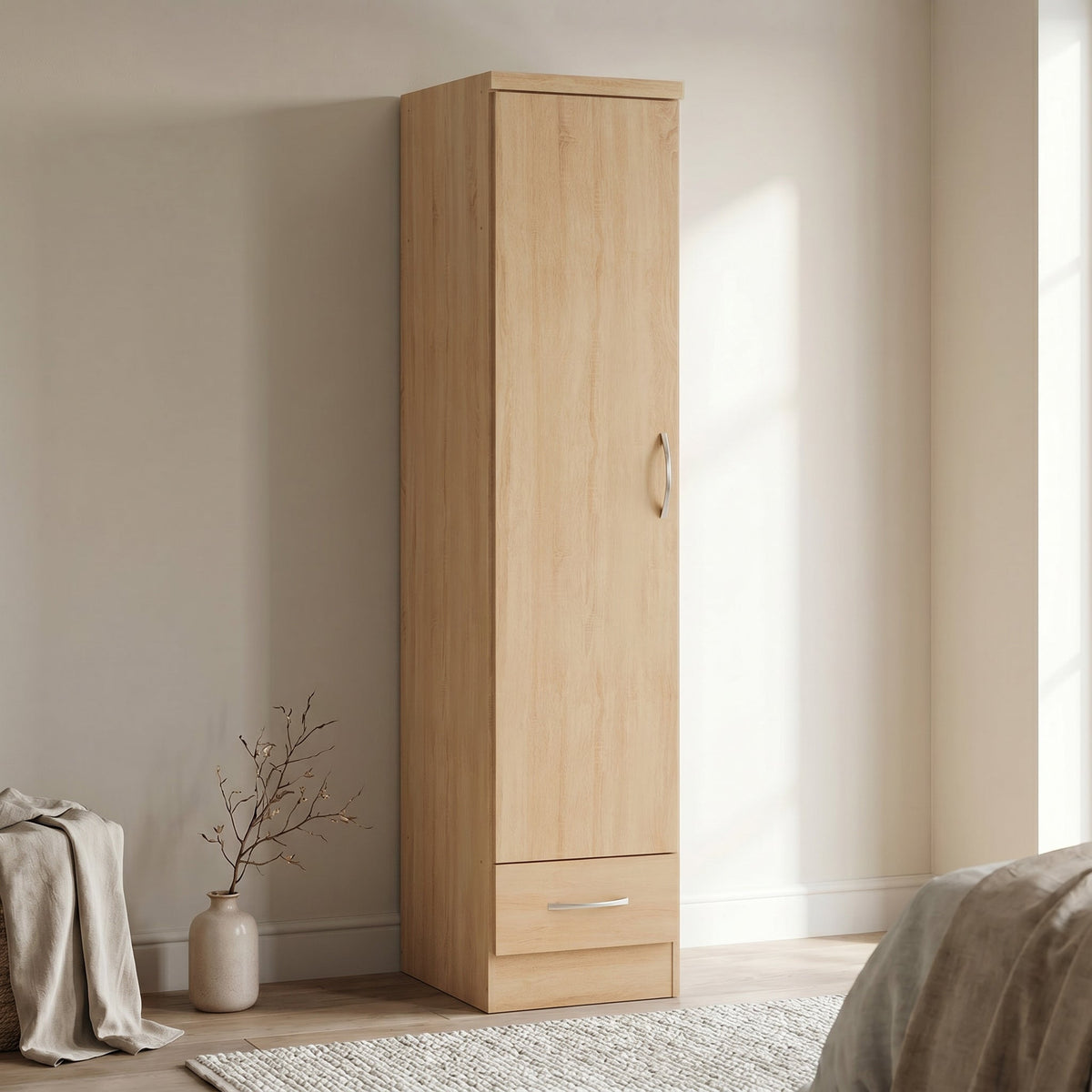 Nevada 1 Door 1 Drawer Wardrobe - Sonoma Oak Effect