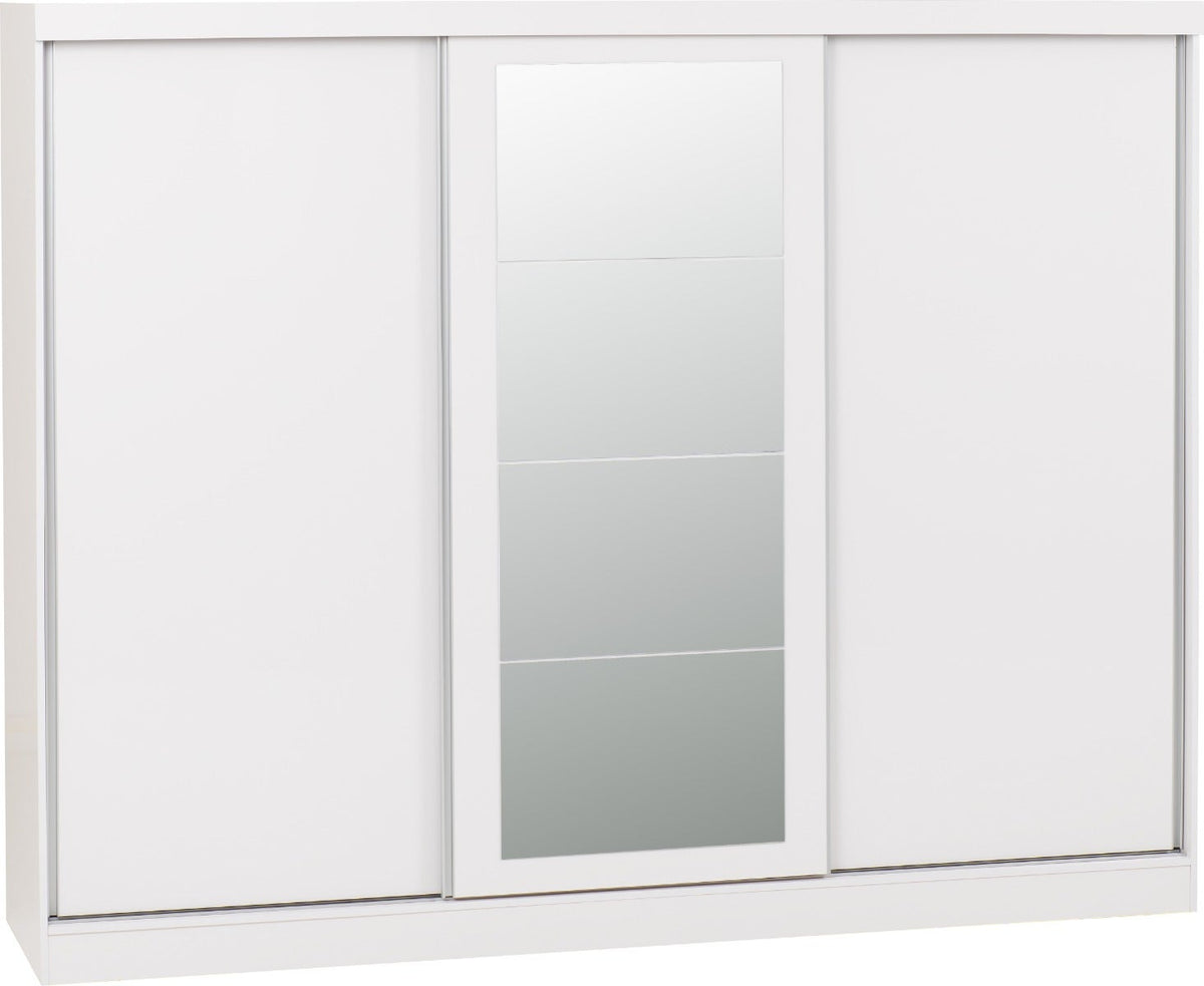 Nevada 3 Door Slider Wardrobe - White Gloss - view 2
